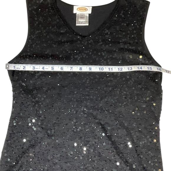 Vintage Talbots Black Sequin Sleeveless Black Top Size Small Silk Blend Night Ou - Picture 6 of 10